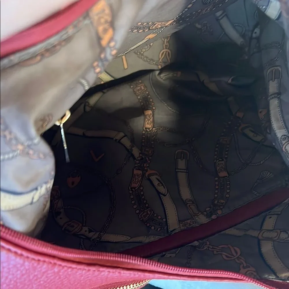 Red Crescent Hobo Bag with Pebbled Faux Leather Finish